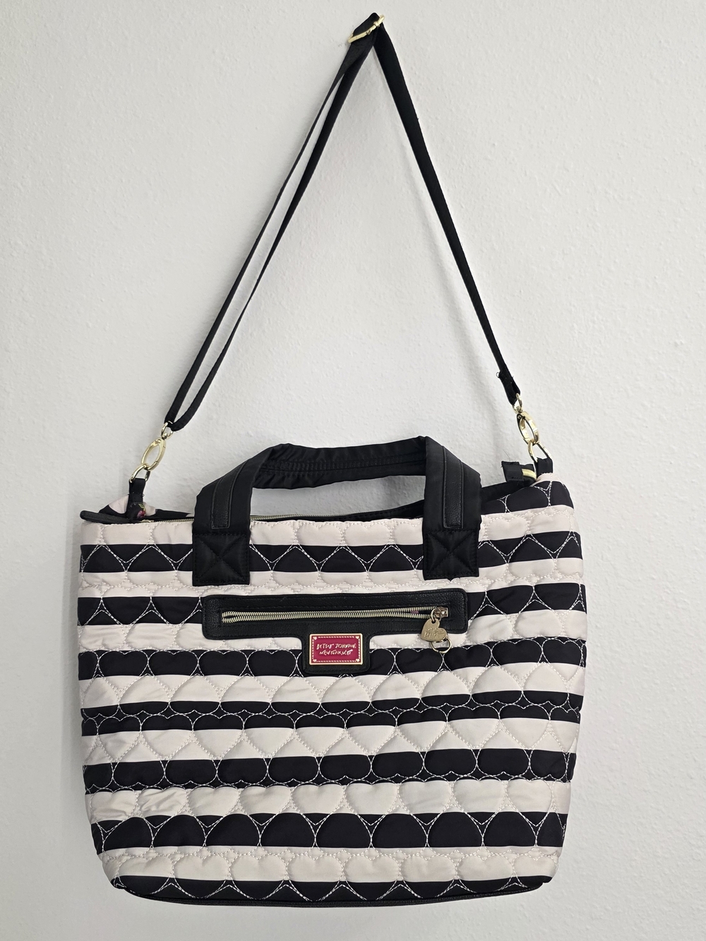 Betsey Johnson Black And White Quilted Tote